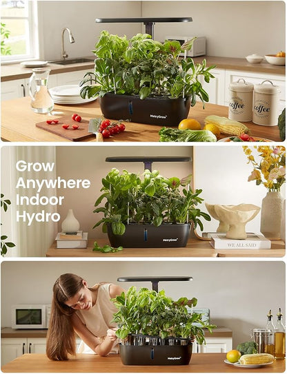 MG-15 Hydrophonic Growing System Kits, Smart Indoor Garden with 24W Grow LED Light Full Spectrum, 15 Pods Herb Garden Planter Indoor Gardening for Gifts, Kitchen