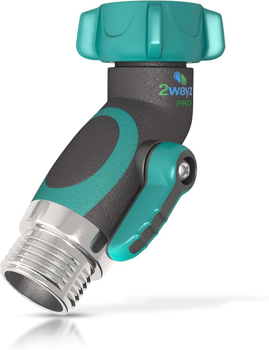 2WAYZ 45 Metal Hose Elbow, Heavy Duty Hose Adapter and Angle Connector with Water Shut Off Valve