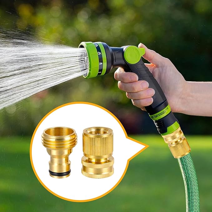 3/4 Inch Brass Garden Hose Quick Connectors Durable Quick Connect Hose Fittings Easy Hose Quick Connect Water Hose Quick Connect for Effortless Switching Between Hoses and Nozzles (2)