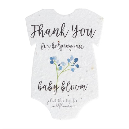 Onesie Seed Paper – 15 Blue Baby Shower Favors for Guests with Wildflower Seeds, Writable & Plantable, Baby Shower Gifts for Guest