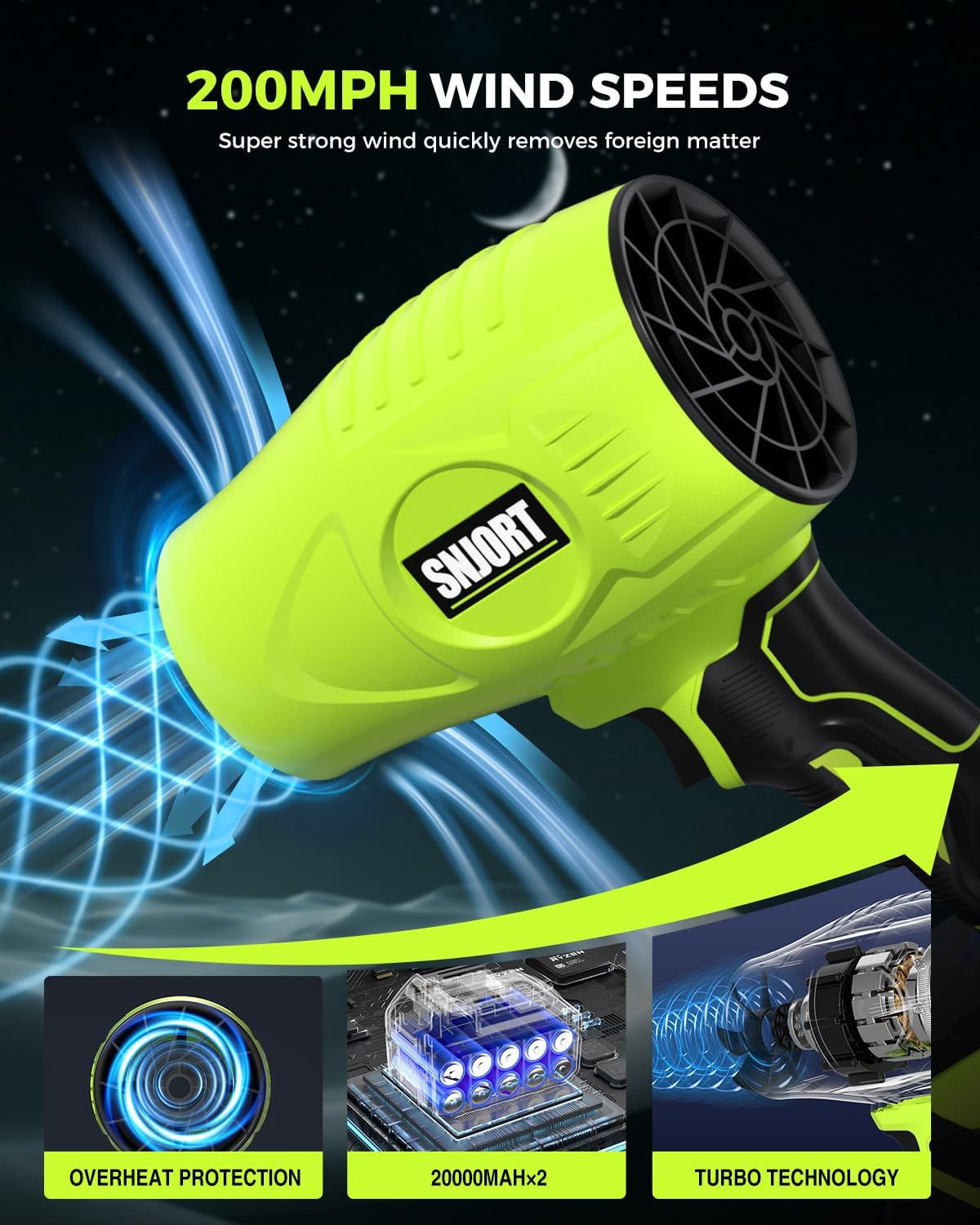 Leaf Blower Cordless with Battery and Charger,800,000 RPM,Extended Nozzle,Lightweight Handheld Design,Blower for Patio Cleaning,car Blowing Water,Blowing Leaves and Dust (Emerald Green