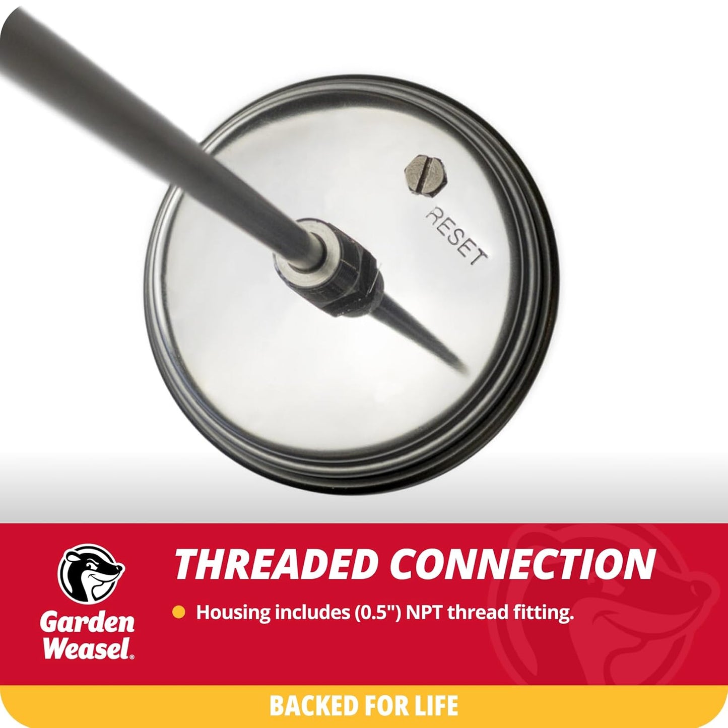 Garden Weasel Analog Soil & Composting Dial Thermometer - 36-Inch Probe | Measures 0 to 220 Degrees Fahrenheit | Soil Temperature, Worm Compost | 98001-A