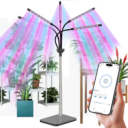 Grow Light for Indoor Plants 12-65 Inches Height Adjustable Plant Growing Lamps 5 Heads Red Blue Full Spectrum LED Auto On/Off Timer (Full Spectrum, Five Heads)