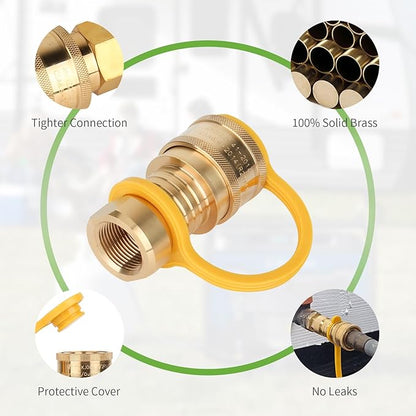 3/4 Natural Gas Quick Connect Fitting-3PCS Solid Brass Quick Release Fittings for BBQ Grill, RV, Propane (3PCS 3/4 Gas Quick Connect)