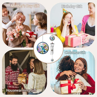 Wind Chimes for Outside 24" Hummingbird Wind Chimes Outdoor Home Patio Garden Decor Hummingbird Gifts Windchimes Outdoors Gift Ideas for Women Mom Grandma Sisters