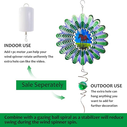 Animated Horse Wind Spinner | 3D Kinetic Hanging Wind Spinners & Sculptures, Garden Decoration Yard Ornament Outdoor Décor, Memorial Gift for Horse Lover, Men & Women