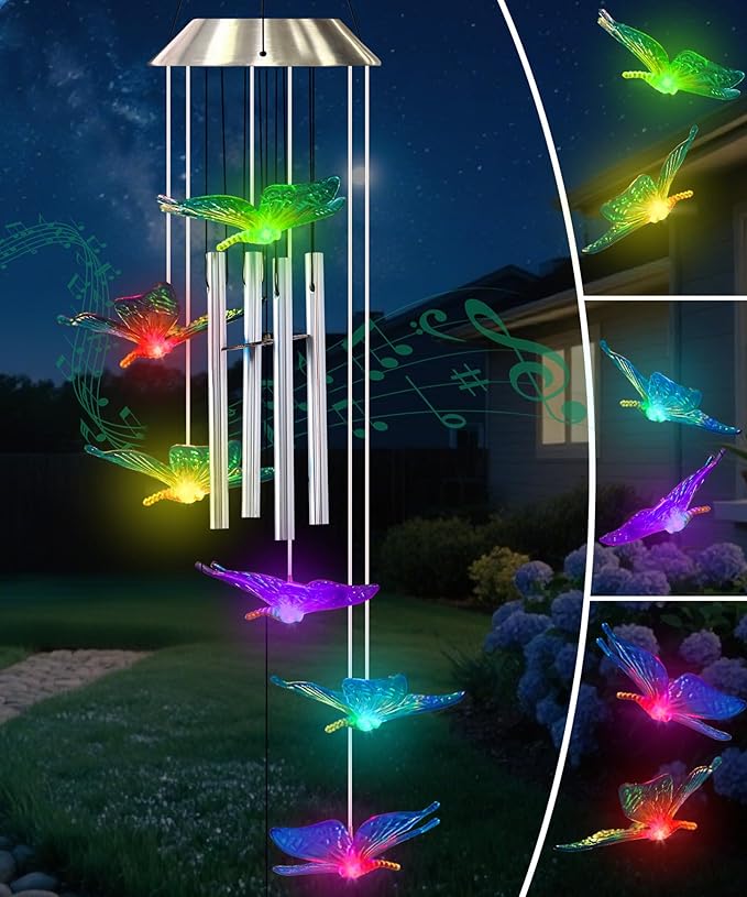 Nacome Wind Chimes for Outside: Tubes Memorial Wind Bell Birthday Gifts for Mom Mother Grandma Women Christmas,Yard Garden Decor Indoor/Outdoor(Butterfly)