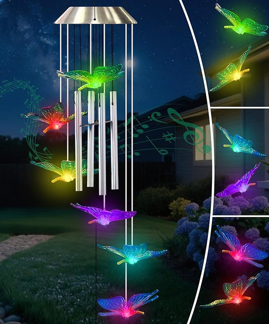 Nacome Wind Chimes for Outside: Tubes Memorial Wind Bell Birthday Gifts for Mom Mother Grandma Women Christmas,Yard Garden Decor Indoor/Outdoor(Butterfly)