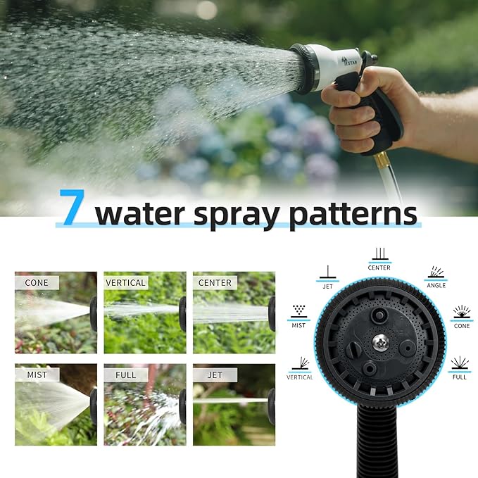 Retractable Garden Hose Reel 1/2"x130 ft, Automatic Hose Reel with 7 Pattern Nozzle,Any Length Lock Wall Mounted &180 Deg Swivel