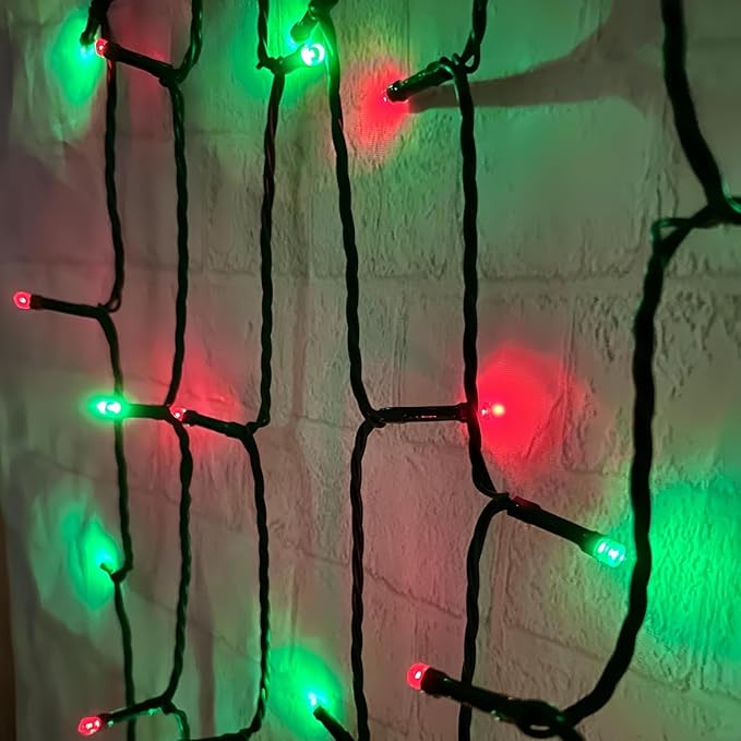 75.8 FT 200 LED Red and Green Christmas Lights Indoor Outdoor, Timer & Memory Function & 8 Modes, Extendable Green Wire, Waterproof Fairy Twinkle String Light for Xmas Tree Holiday Party Garden Yard
