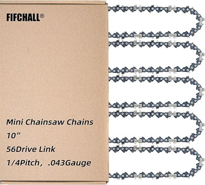 5 Pack 10 Inch Pole Saw Chain Fit Stihl 1/4" Pitch .043" Gauge 56 Drive Links 10” Chainsaw Chain Fit for Stihl Pole Saw 71PMM3 56, MSA 120 C-B and More (5 Chains)