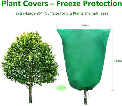 Plant Covers Freeze Protection – 4 Pack 71"x48" Extra Large Frost Blankets for Outdoor Plants, 2.8oz/yd² Heavy-Duty Tree Covers with Zipper & Drawstring – Reusable Winter Plant Freeze Cloth