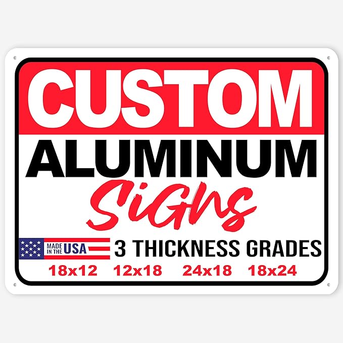 18x12" Custom Aluminum Sign with Text, Personalized Metal Sign for Outdoor, Customized Aluminum Signs for Business, Office or Home (Horizontal)
