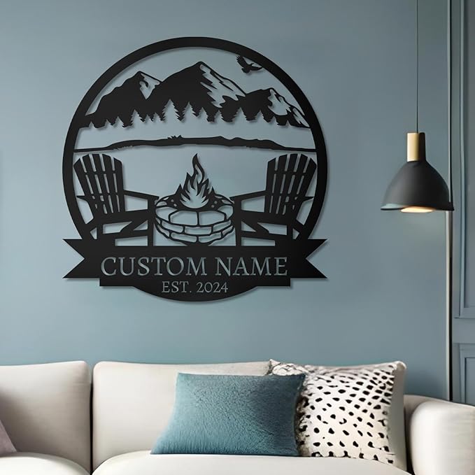 Personalized Camping Signs | Custom Metal Sign | Custom Mountain Campfire Sign | Custom Signs Outdoor Metal | Family Name Sign | Personalized Campfire Name Sign | Metal Wall Art | Camping Signs