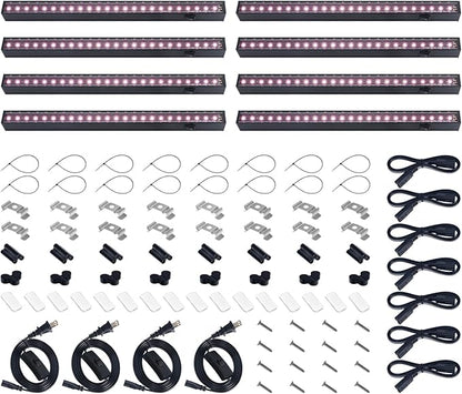 Barrina T5 Grow Light, LED Grow Lights with Black Cover, Full Spectrum Grow Light Strips, 1ft Pinkish White Plant Lights for Indoor Plants, Greenhouses, Plant Displays, Linkable Design, 8 Packs