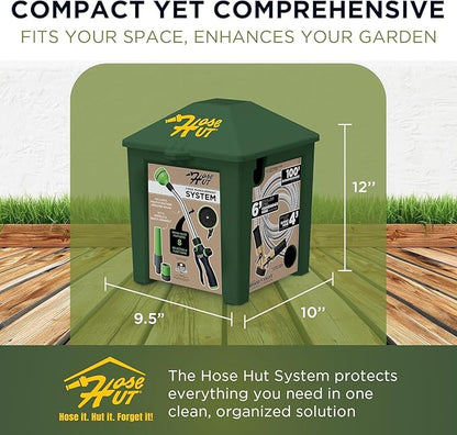 Garden Hose Holder System - Garden Hose Reel Alternative, Perfect for Outdoor Hose Storage - All-in-One Water Hose Holder for Outside - With 3 Hoses & Accessories (Green - Lite Lawn & Garden)