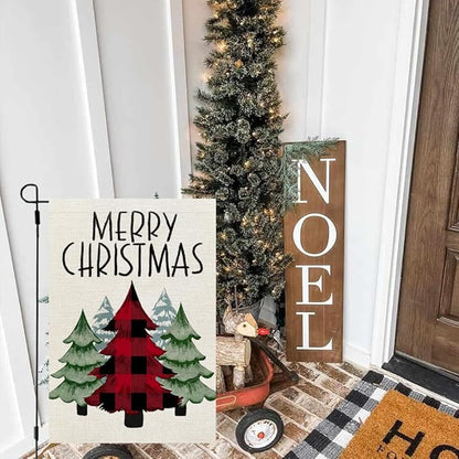 CROWNED BEAUTY Christmas Trees Garden Flag 12x18 Inch Double Sided Small Holiday Yard Decoration for Outside