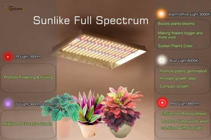 100Watt LED Plant Grow Lamp,Including UV IR Diodes,Sunlike Full Spectrum Growing Light for Hydroponic Indoor Seeding Veg Bloom Commercial Grow Greenhouse 4x2 4x4 Plant Tent,Power Dimmable
