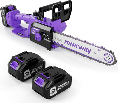 Brushless 12-Inch Electric Chainsaw Cordless，20V Battery Power Chain Saw with 4.0Ah Battery and Charger, Mini Chainsaw Cordless Portable Compact Saw Handheld for Wood Cutting