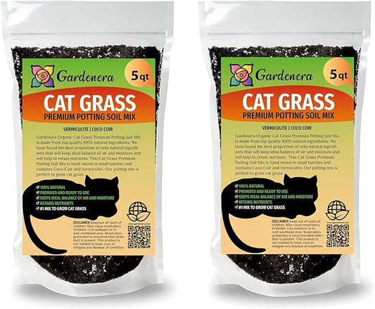 Gardenera Cat Grass Growing Medium - Provide Your Cat with a Fun and Healthy Source of Greens - 20 QUARTS