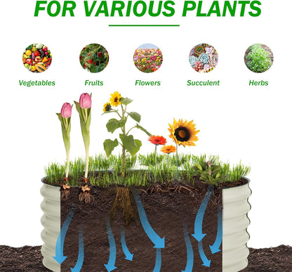 BPS Metal Raised Garden Bed, 3.5FT Diameter Galvanized Planter Raised Garden Boxes for Flower Planters, Vegetables Herb