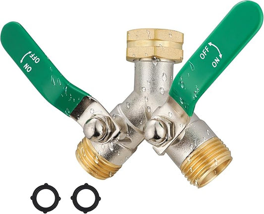 EJW brass hose splitter high flow splitter full flow hose splitter 2 way water splitter Faucet Splitter heavy duty splitter Valve 3/4 Inch GHT Thread