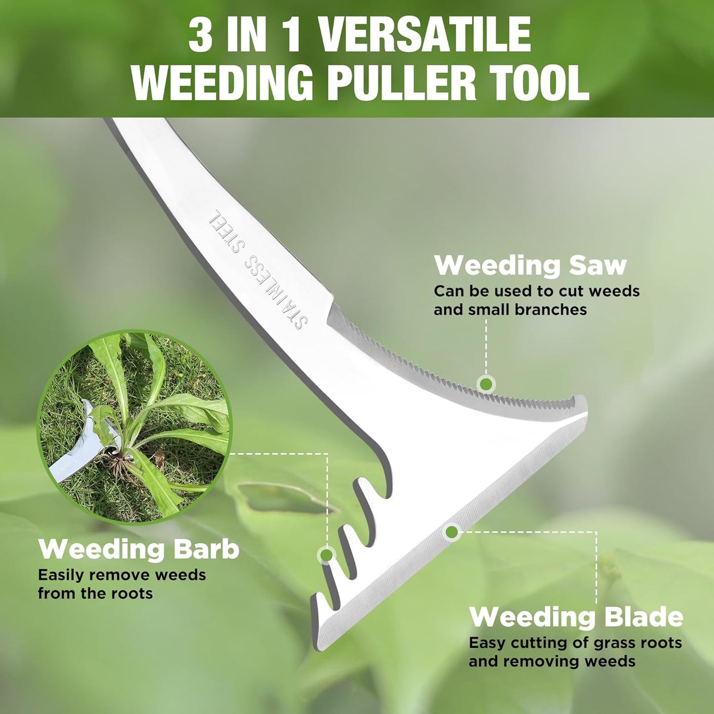 WORKPRO Crack Weeder, 12.5" Stainless Steel Crevice Weeding Tool with Soft Handle, L-Shaped Side-Walk Weed Removal Scraper, for Garden Lawn Yard Patio Terrace Paving Garden Hand Tool