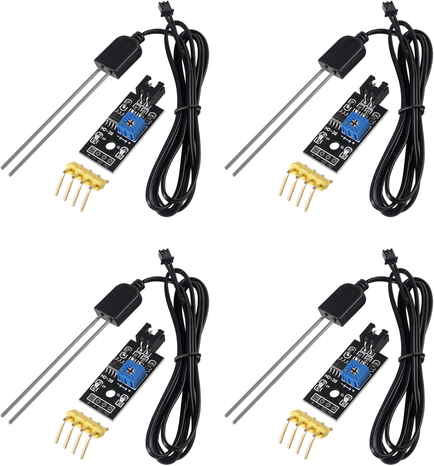 Soil Moisture Sensor, Icstation Humidity Detector, with Corrosion Resistant Probe, Digital Analog Signal Output for Arduino Raspberry Pi Garden Automatic Watering System (4Sets)