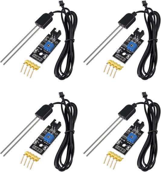 Soil Moisture Sensor, Icstation Humidity Detector, with Corrosion Resistant Probe, Digital Analog Signal Output for Arduino Raspberry Pi Garden Automatic Watering System (4Sets)