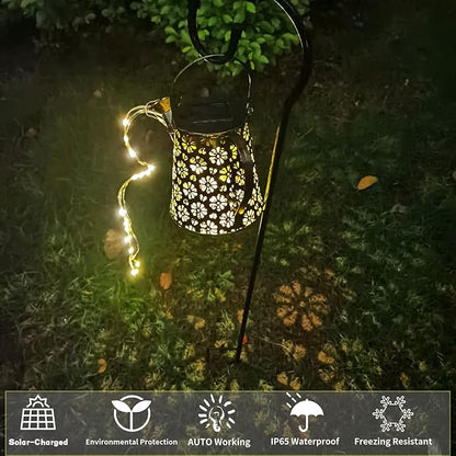 Solar Watering Can with Lights Outdoor,Hanging Solar Lantern,Metal Waterproof Garden Lights Decorations Gift for Table Patio Yards Pathway Party, Yard Decorations Outdoor
