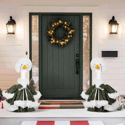 Suzile Winter Christmas Goose Outfit Dresses Clothes for 23" High Cement or Plastic Porch Goose Costume for Yard Lawn Outdoor Garden Patio Statue Xmas Santa Holiday Decor