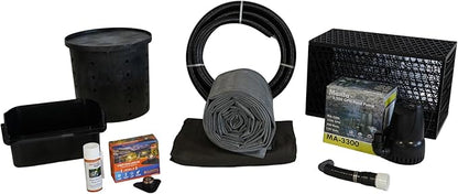 HALF OFF PONDS Simply Waterfalls 3200 Pond Free Waterfall Kit with MatrixBlox, with 10 ft by 25 ft EPDM Liner and Manta 3300 GPH Submersible Pump - PSANB0