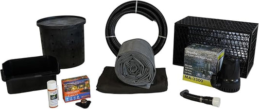 HALF OFF PONDS Simply Waterfalls 3200 Pond Free Waterfall Kit with MatrixBlox, with 10 ft by 25 ft EPDM Liner and Manta 3300 GPH Submersible Pump - PSANB0