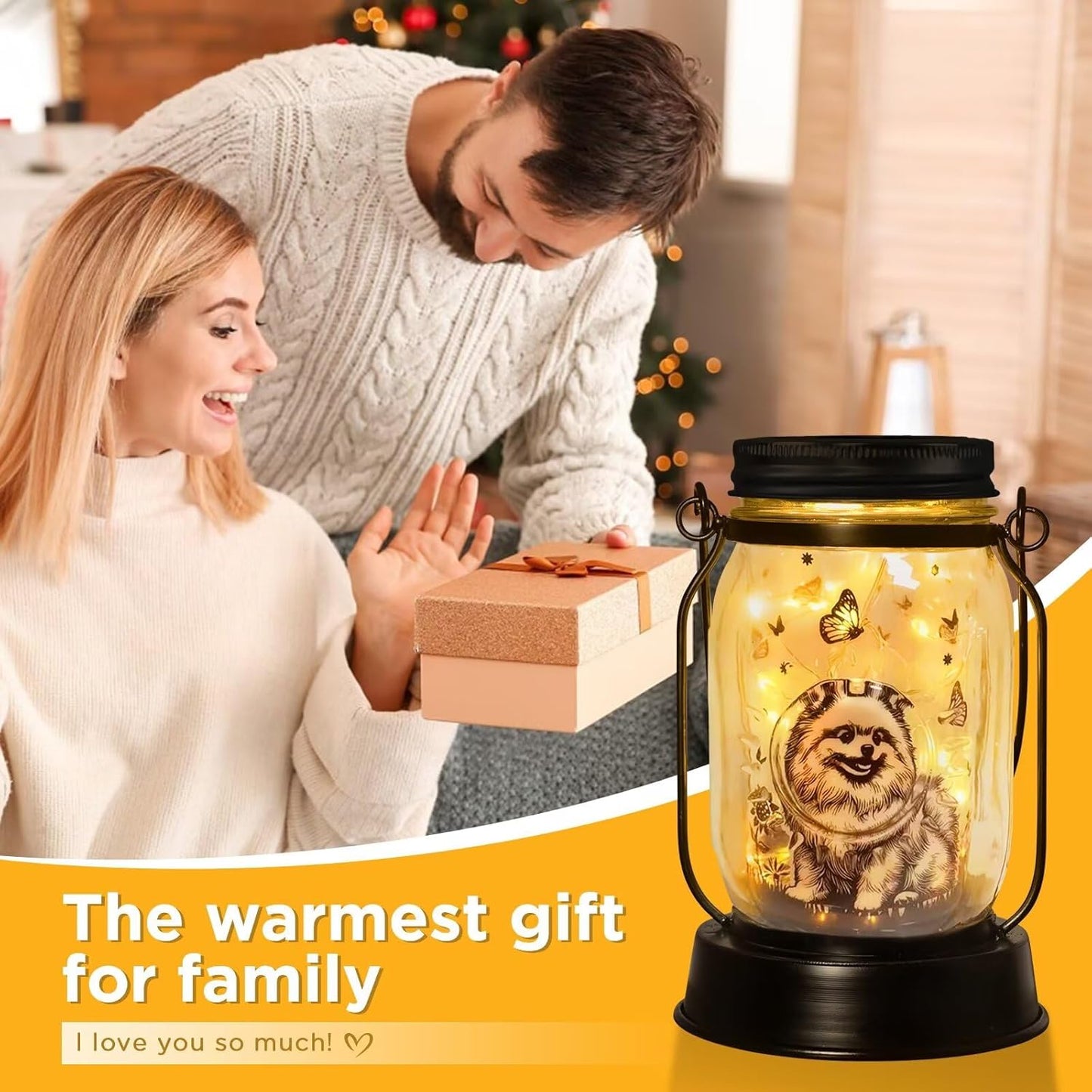 Pomeranian Gifts for Women/Men Pomeranian Solar Lanterns Dog Mom Birthday Dog Lovers Lantern Pet Loss Pet Memorial Lights Solar Garden Decoration for Yard, Patio,Backyard,Porch Torches