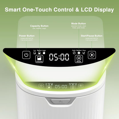 3.3L(Max) Electric Composter for Kitchen, Smart Countertop Compost Bin with Low Noise, Odorless, Auto Self-Cleaning, LED Display, Turns Food Waste to Fertilizer for Home