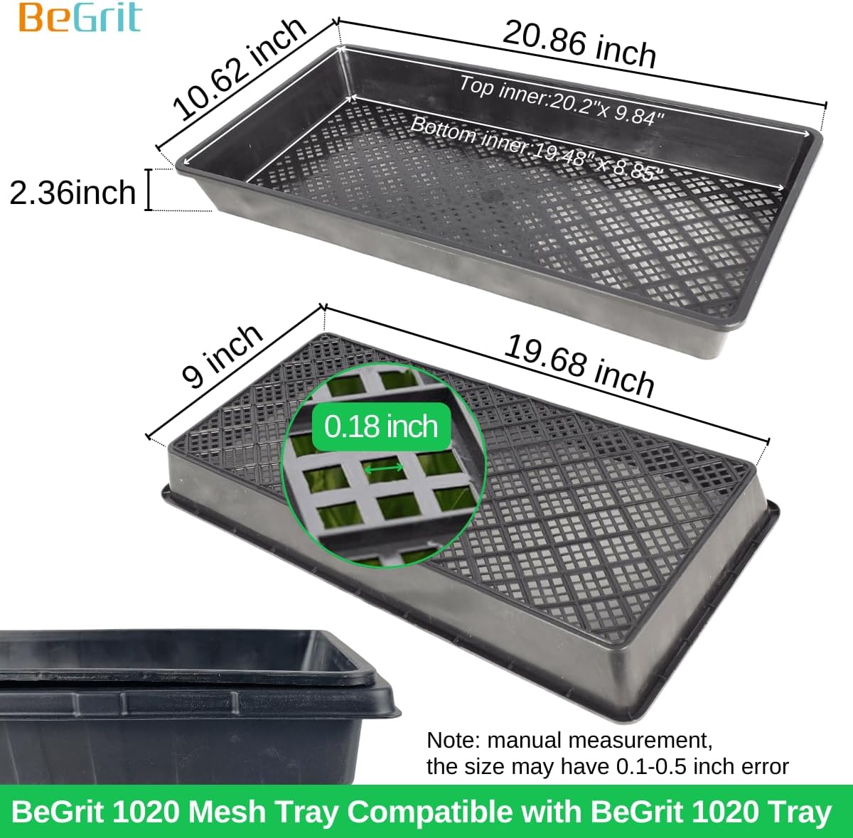 BeGrit 1020 Mesh Bottom Trays Soil Blocking Trays Seedling Starter 1020 Mesh Trays for Microgreen Plant Seed Tray 10'' x 20'' 12-Pack
