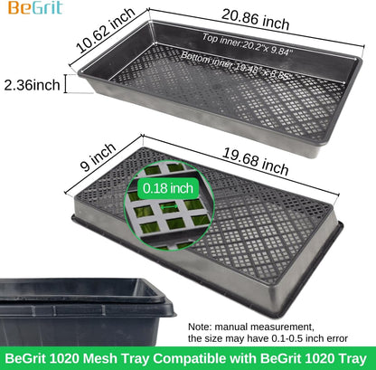 BeGrit 1020 Mesh Bottom Trays Soil Blocking Trays Seedling Starter 1020 Mesh Trays for Microgreen Plant Seed Tray 10'' x 20'' 12-Pack