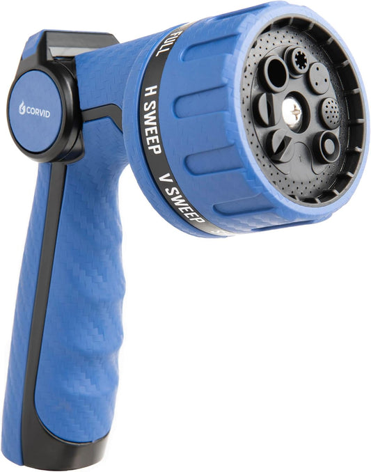2-Pack Corvid Heavy Duty 8-Pattern Garden Hose Nozzle with Thumb Control, Adjustable High-Pressure Watering Spray Nozzle with Ergonomic Handle - Perfect for Lawn & Garden, Car Wash, Pet Cleaning
