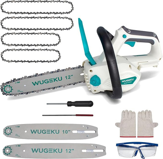 12" & 10" Electric Chainsaw Cordless, Tool Only for Makita Batteries, Brushless Battery Chainsaws - 4 x Chains, Auto Oiler, Tool-Free Chain Tension, Safety Lock(No Battery)