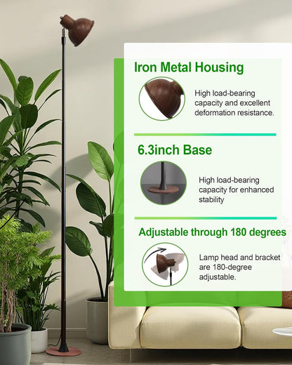 yadoker Plant Grow Light for Indoor Plant, Walnut Wood Grain LED Grow Light,Elevating Plant Lamp,Height Adjustable,Automatic Timer with 8/12/16Hours,10-Level Brightness,Ideal for Large Plant Grow