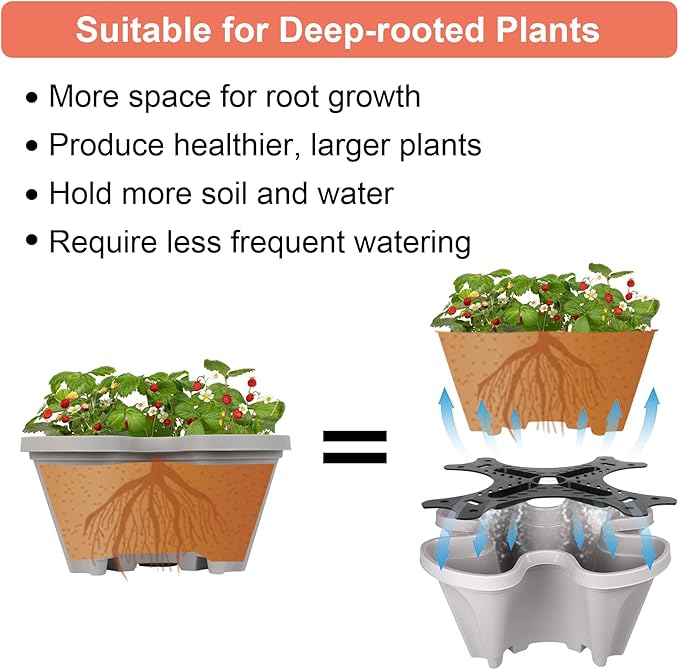 Vertical Planter 7 Tier Stackable Planters Garden Planters Strawberry Herb Flower and Vegetable Planter Indoor Outdoor Gardening Pots with Removable Wheels and Tools 2-Pack