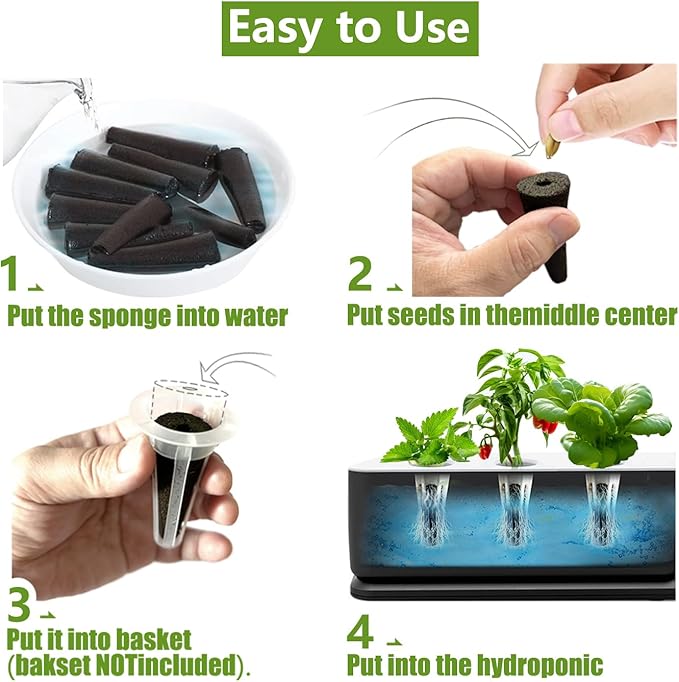 Grow Sponges 60 Pack, Hydroponics Replacement Root Growth Sponges Compatible with Aero Garden iDOO and Most Other Brands