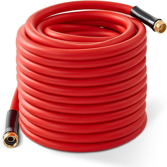 Garden Hose 100ft x 3/4” Hot Water Hose, Heavy Duty -50°F to 190°F,Burst 600Psi Flexible Upgraded Rubber Hoses,3/4” Solid Fittings for All-weather Outdoor Lawn & Garden