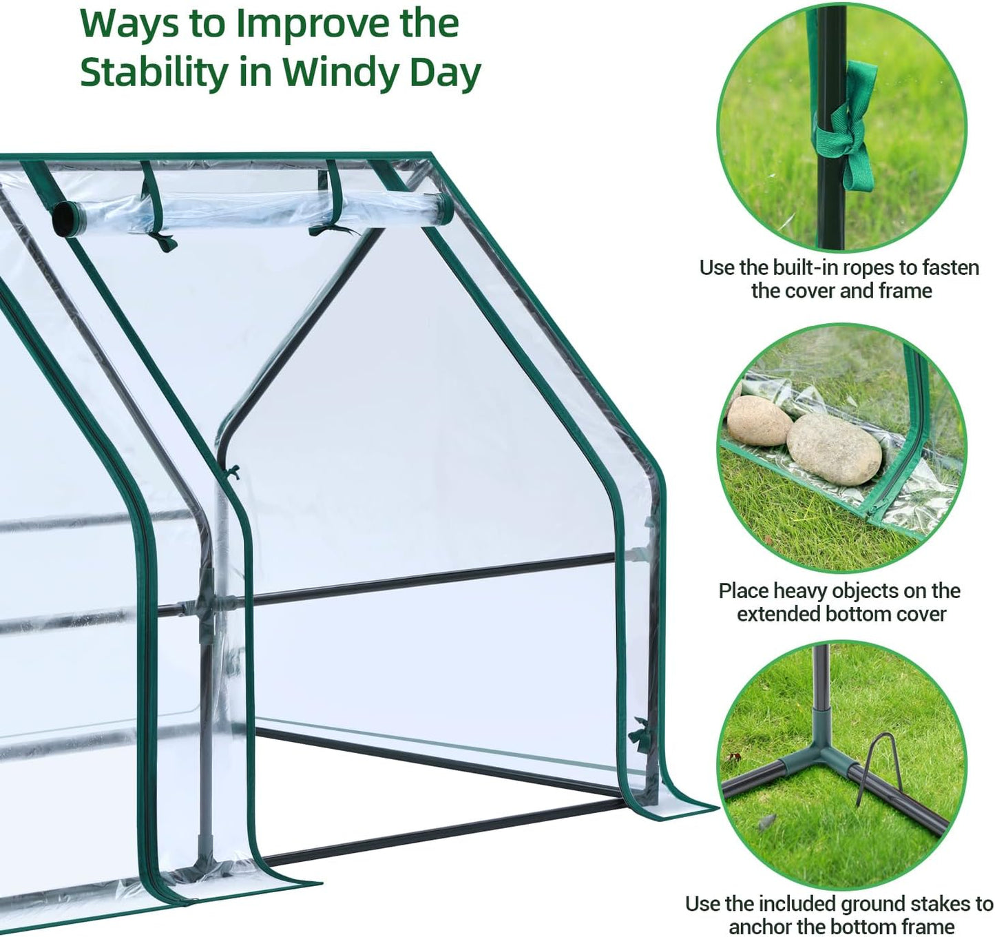 Ohuhu Portable Mini Greenhouse, 71"x36"x36" Greenhouses for Outdoors with Dual Large Zipper Doors & Ground Stakes, Waterproof & UV Protected Plastic Green House for Outside Garden Patio Transparent