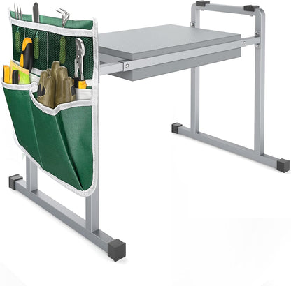 Garden Kneelers Seat, Stable and Save Anti-Tipping Design 10.2" Wider Garden Kneeler and Seat with Handle, Heavy Duty Gardening Stool for Seniors, Gardening Weeding Bench for Gardeners Parents - Gray