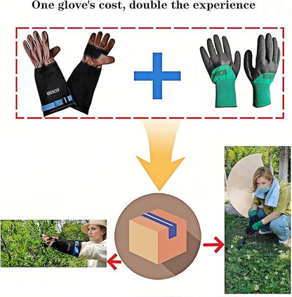 Gardening Gloves for Women/Men,Rose Pruning Long Leather Garden Gloves Thorn Proof