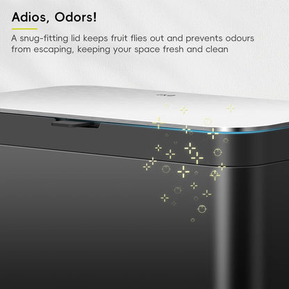 EKO Kitchen Compost Bin, 7L / 1.85 Gal Stainless Steel with Removable Inner Bucket and Deodorizer Compartment, 2-in-1 Countertop Compost Bin with Lid, Food Waste Caddy for Kitchen (Matte Black)