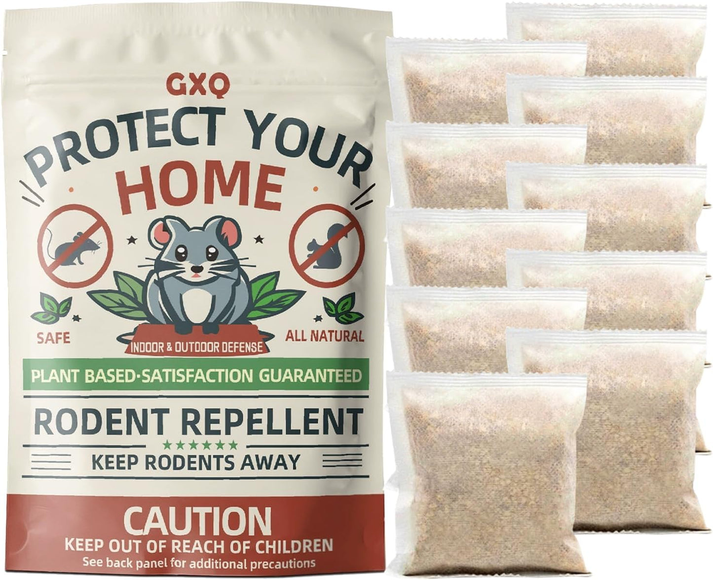 Mouse Repellent Pouches, 10 Pack Peppermint Oil Rodent Mouse Deterrent, Suitable for Indoor and Outdoor Use, Prevents Squirrels Spider Pests and Repels Mice, Safe for Pets and Family