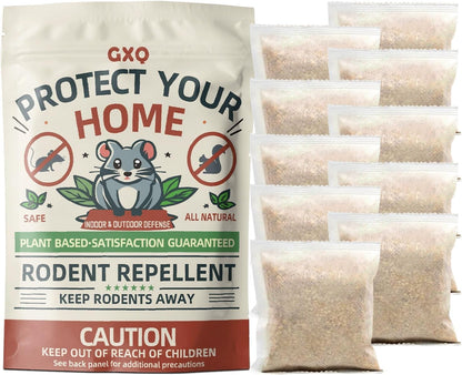 Mouse Repellent Pouches, 10 Pack Peppermint Oil Rodent Mouse Deterrent, Suitable for Indoor and Outdoor Use, Prevents Squirrels Spider Pests and Repels Mice, Safe for Pets and Family