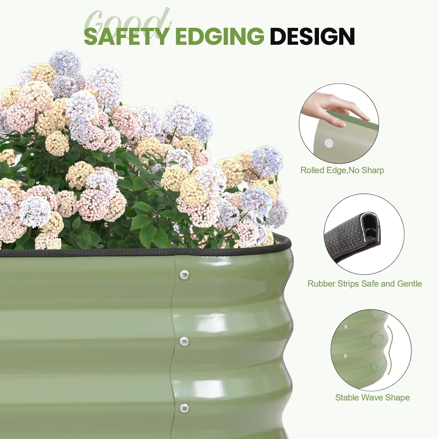 G GOOD GAIN 3-in-1 Adjustable Raised Garden Bed Kit | Galvanized Planter Boxes for Vegetables, Flowers | 12" Tall, Multiple Sizes (4x2x1ft, 3x3x1ft, 5x1x1ft) | Outdoor Metal Raised Bed, Green